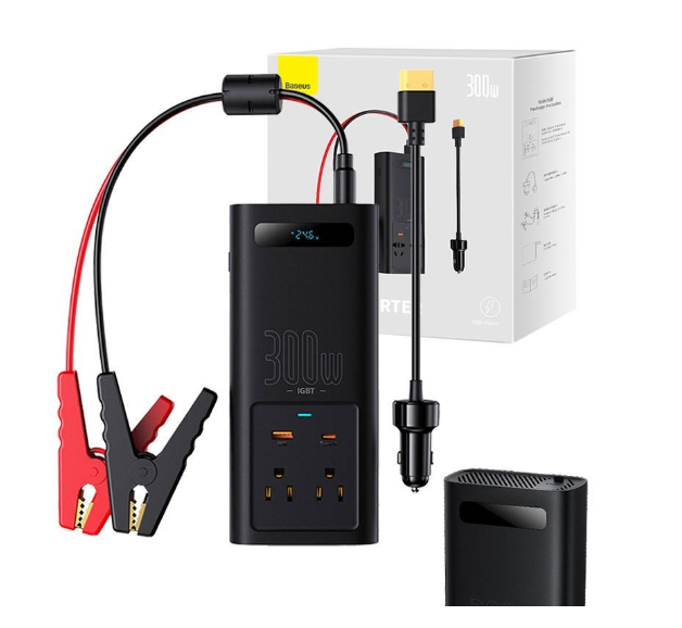 Baseus autós inverter 300W, 220V, CN / EU Fekete Baseus autós inverter 300W, 220V, CN / EU Fekete